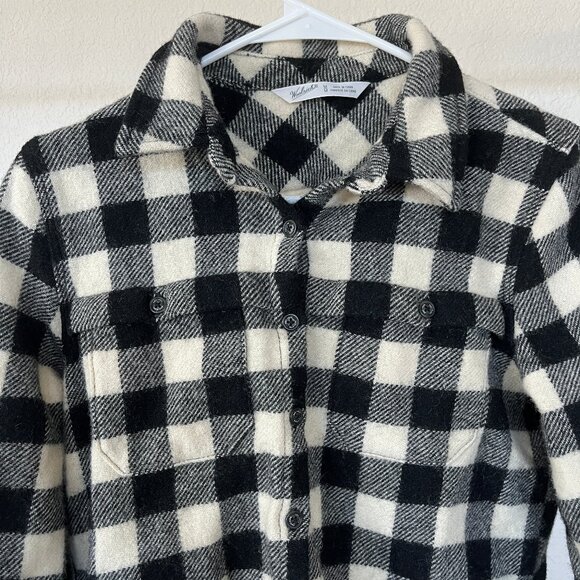 Woolrich Checkered Black & White Button Down Flannel Size Medium - Picture 1 of 8